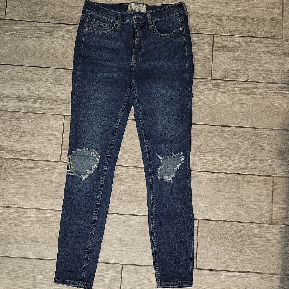 Free People Blue Skinny Distressed Jeans